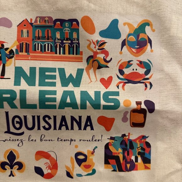 New Orleans Louisiana Canvas Tote Bag Mardi Gras NOLA Travel Souvenir Reusable - Picture 7 of 12